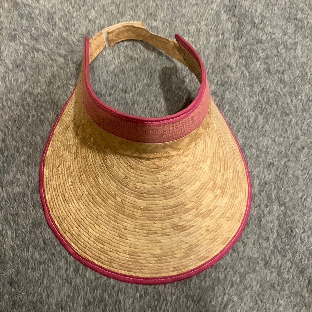 Pink palm tree straw visor